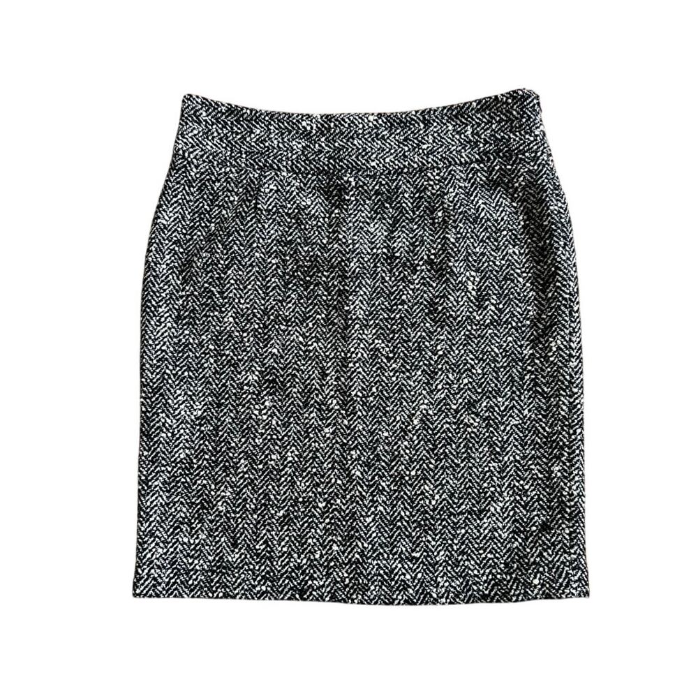 Y2K Context Wool blend Black White Tweed Thick Winter Straight Skirt (size 12)